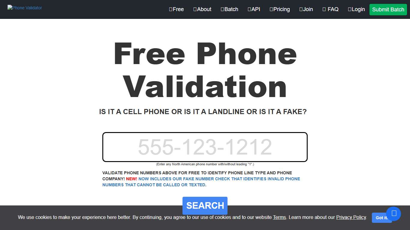 Phone Validator ✔️ | Is it a Cell or is it a Landline? Reverse Phone Search Lookup